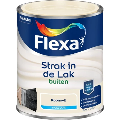 Afbeelding van flexa strak in de lak buitenlak zijdeglans 1525 roomwit 0.75 ltr