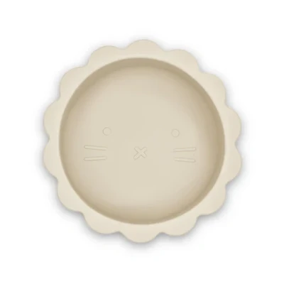 Afbeelding van Dutsi Welpje Serie Siliconen Babykommetje Leeuwen Ontwerp 350ml Zandbeige