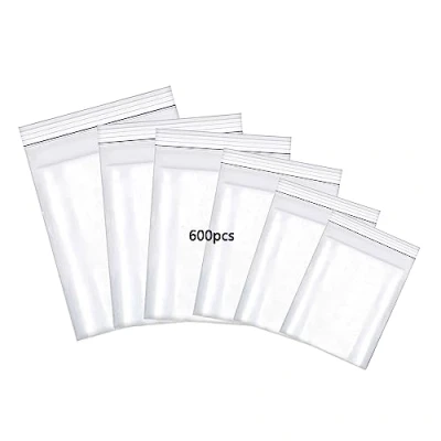 Afbeelding van HVDHYY Set van 600 stuks met druksluitingen, kleine plastic zakjes, hersluitbaar, 6 x 9 cm, 7 10 8 12 13 15 17 cm