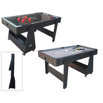 Afbeelding van TopTable Twist Grey Black, mobile 5,5ft Airhockey &amp; Pooltafel Combi 2 in 1 Gemakkelijk Opklapbaar Verrijdbaar