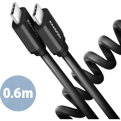 Afbeelding van AXAGON BUCM CM10TB Twister cable USB C &lt; &gt; C, 0,6m, 2.0, 2.4A, ALU, PVC, Black *USBCM