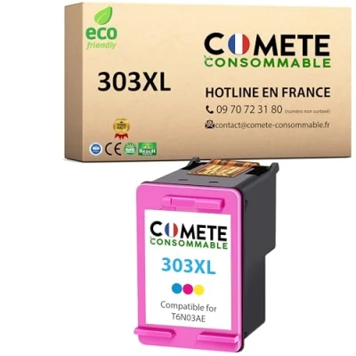 Afbeelding van COMETE, Frans merk, 303XL, 1 inktcartridge, compatibel met HP 303 XL, kleur, voor XL Envy Photo of Tango X, zwart + kleur