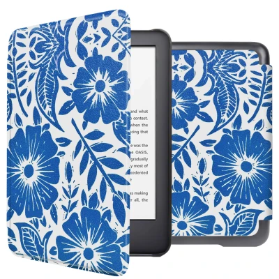 Afbeelding van Amazon Kindle (2022) 11th gen Hoes: iMoshion Design Sleepcover Bookcase zonder stand Flower Tile Kunstleder E Reader Hoezen