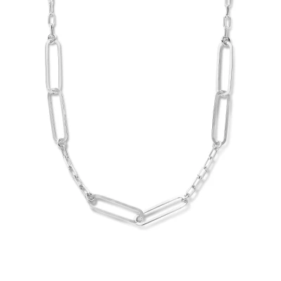 Afbeelding van zilver gerhodineerd collier paperclip plat 4,5 mm 41 + 5 cm 1336515 horloge Zilverkleur 45