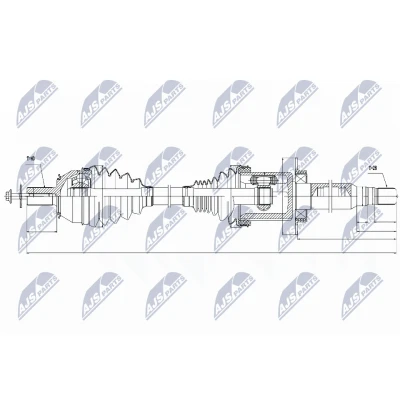Afbeelding van NTY NPW VV 026 Aandrijfas Vooras rechts 978mm Handgeschakeld, Automatische versnellingsbak VOLVO: V70 3, V60 I, S60 II
