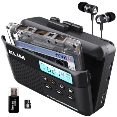 Afbeelding van KLIM K7 Cassettetapespeler + Cassette naar MP3 Converter Draagbare Walkman Cassettespeler Taperecorder met ingebouwde microfoon &amp; luidspreker oplaadbare batterij oortelefoon 16 GB SD kaart
