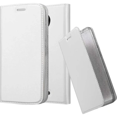 Afbeelding van Cadorabo Hoesje geschikt voor Motorola MOTO C PLUS in CLASSY ZILVER Beschermhoes met magnetische sluiting, standfunctie en kaartvakje Book Case Cover Etui