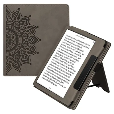 Afbeelding van kwmobile e reader hoesje compatibel met Amazon Kindle Oasis 10. Generation Ereader case van kunstleer Opkomende Zon in grijs