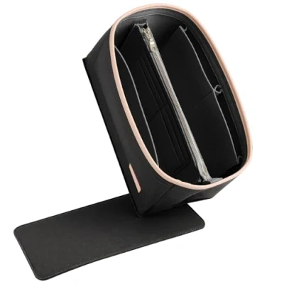 Afbeelding van Doxo Portemonnee Organizer Insert &amp; Base Shaper 2 delige Set, Vilt Handtas Tas Fit LV Speedy Neverfull (L Zwart)
