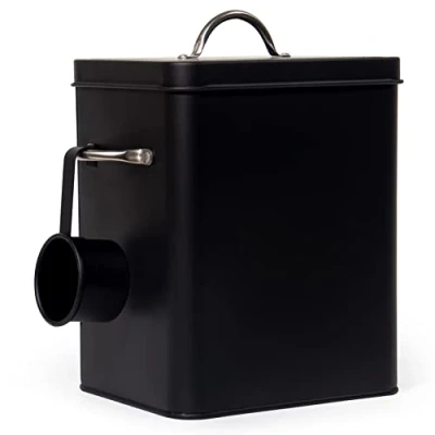 Afbeelding van Theo&amp;Cleo Opslag voor wasmiddel, 6,5 l, metalen waspoederdoos, opbergdoos hondenvoer, kattenvoer, koffiebonen (mat beige)