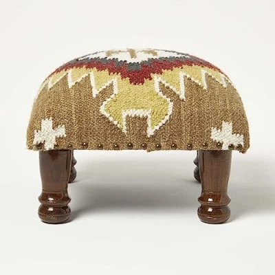 Afbeelding van Homescapes kelim kruk Jaipur 40 x 25 cm gestoffeerde met hoes