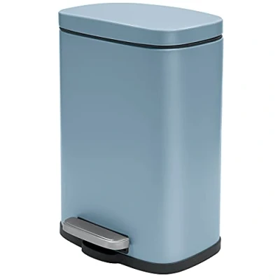 Afbeelding van Spirella Pedaalemmer Venice blauw 5 liter metaal L21 x H30 cm soft close toilet/badkamer Pedaalemmers