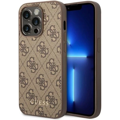 Afbeelding van Guess iPhone 14 Pro Hardcase Backcover 4G Metal Buttons Bruin
