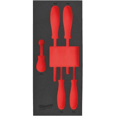 Afbeelding van Milwaukee Empty 5 pc Screwdriver PH Set Foam Insert Lege Inlay schroevendraaier (5 delig) 4932493671