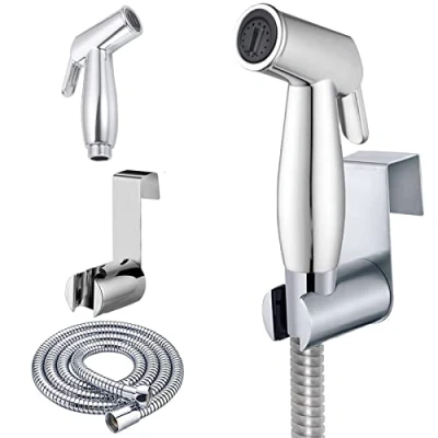 Afbeelding van Handbediende bidetsproeier sproeier Shattaf toilet bidet douchekop voor badkamer wastafel of met 59&quot; slang en muurbeugel