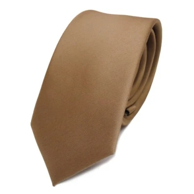 Afbeelding van TigerTie Herenstropdas smalle satijnen stropdas van 6 cm in effen design, ideaal voor zakelijke afspraken, feestelijke gelegenheden en vrije tijd, goud, Krawattengröße: ca. Länge 150 cm, Breite