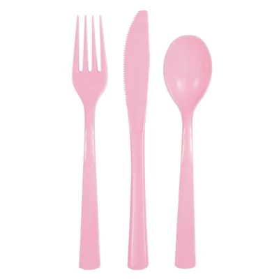 Afbeelding van Bestekset roze plastic (18st)