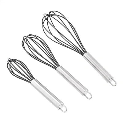 Afbeelding van AmazonCommercial Roestvrijstalen en siliconen garde set, anti aanbaklaag, 20,3 cm, 25,4 cm 30,5 3 stuks