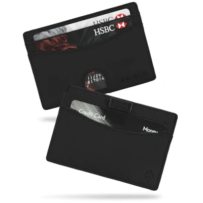 Afbeelding van AKIELO Minimalistische RFID Blokkerende Kaarthouder en Geschenkdoos Heren Creditcard Portemonnee Compacte Dunne (ECHO Zwarte Editie)