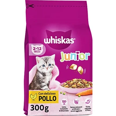 Afbeelding van Whiskas Croccantini Junior 2 12 maanden met kip, droogvoer voor kittens, 14 stuks (14 x 300 g)