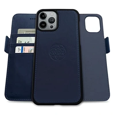 Afbeelding van Dreem Fibonacci iPhone 13 Pro Portemonnee Hoesje / 2 in 1 Schokbestendig MagSafe Compatibel en Afneembaar Luxe Vegan Lederen Folio met RFID Kaartbescherming Multi Standaard [Koninklijk]