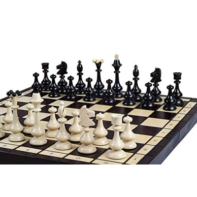 Afbeelding van Master of Chess Houten Schaakbord “OUTLANDER 46 cm Handgemaakte Grote Draagbare Opvouwbare Schaakset voor Kinderen en Volwassenen Slank Waardig Uiterlijk