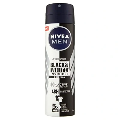 Afbeelding van Nivea Men Deodorant Invisible Black &amp; White Spray voor heren, 6 verpakkingen à 150 ml, totaal: 900 ml