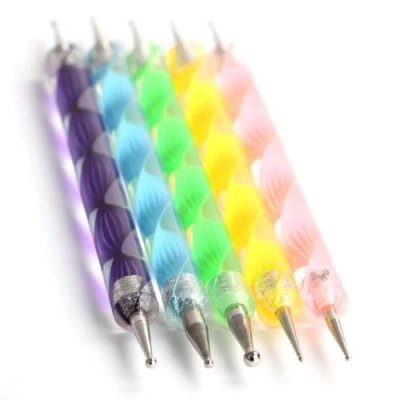 Afbeelding van Boolavard® TM Een mega koopje!!! Nail Art Dotting tools / Spot swirl Professionele set van 5 verschillende 2 punten Spotswirl (elk gereedschap heeft andere tips maten) + 100 pluisvrije