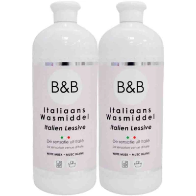 Afbeelding van 2x B&amp;B Italiaanse Wasparfum Wasmiddel Witte Musk 1000 ml