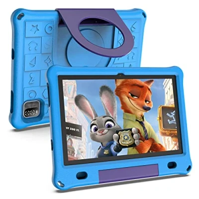 Afbeelding van Lipa WQ01 kinder tablet Blue 10.1 inch Kindertablet vanaf 3 jaar 10 kinderen Android 64 GB opslag Groot scherm Met spellen software Play store Ouder Bescherming ogen bumper