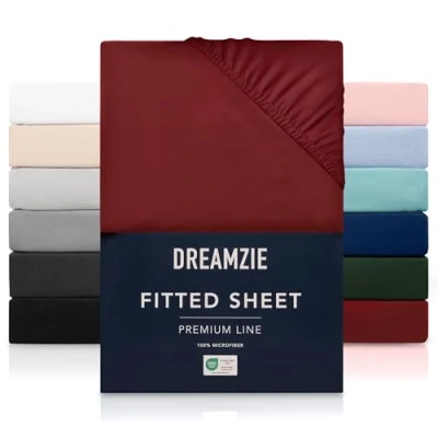 Afbeelding van Dreamzie hoeslaken 160x200 cm voor dikke matrassen tot 30 100 procent polyester microvezel Bourgondië gecertificeerd zonder chemische producten (Oeko TEX), met volledig elastiek