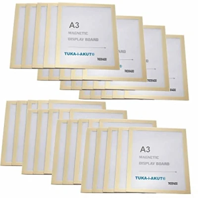 Afbeelding van TUKA i AKUT [40x] A3 Infoframe Magneetlijst met Zelfklevende Achterkant, Gemakkelijk Uitwisselbaare Magnetische Wissellijst voor Wanden en Deuren, Informatielijst Set van 40 Goud Kleur, TKD8400 40x