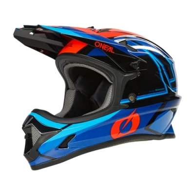 Afbeelding van O&#039;NEAL Fullface Mountainbike helm, MTB DH Downhill FR Freeride, ABS schaal, magneetsluiting, overtreft robuust ABS, Sonus helm Split V.23, volwassenen, blauw/rood, maat XL