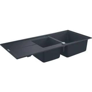 Afbeelding van Grohe rechthoekige dubbele spoelbak bladmontage opbouw afvoerplug vuilafstotend waste hxbxd 205x1160x500mm 31643ap0