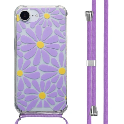 Afbeelding van imoshion Hoesje Geschikt voor iPhone 16e Design met Koord Tropical Violet Flowers Connect