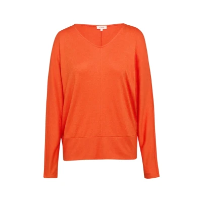 Afbeelding van s.Oliver Langarm MIT V Ausschnitt Longsleeve, Dames, Maat: 34, Orange
