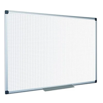 Afbeelding van Bi Office Maya Gridded Dry Wipe Aluminium Ingelijst Dubbelzijdig Whiteboard 90x60cm