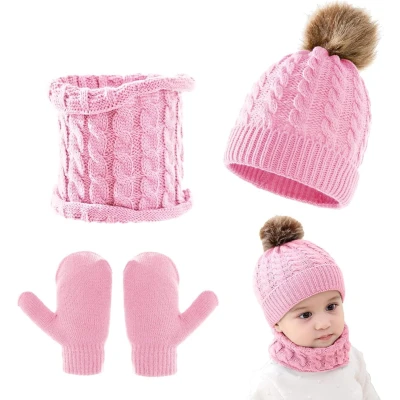 Afbeelding van Warme Winter Set voor Baby&#039;s: Muts, Sjaal en Handschoenen 0 3 jaar