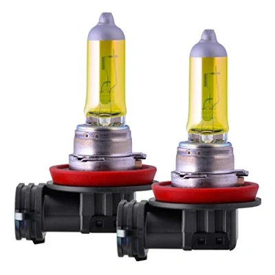 Afbeelding van 2 x st. AQUA VISION H11 55W PGJ19 12V halogeenlampen auto lampen 3000k YELLOW/GEEL dimlicht groot licht extra koplampen mistlampen zaalwerk