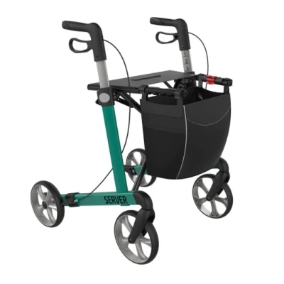 Afbeelding van Server Lichtgewicht Rollator Turquoise Standaard banden