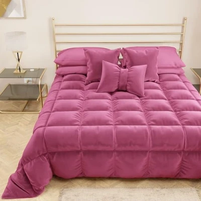 Afbeelding van PETTI Artigiani Italiani Quilt van zacht en warm fluweel 350 g/m², voor Frans bed, dubbelzijdig, dekbed bed: 220 x 260 cm, fuchsia, 100% Made in Italy