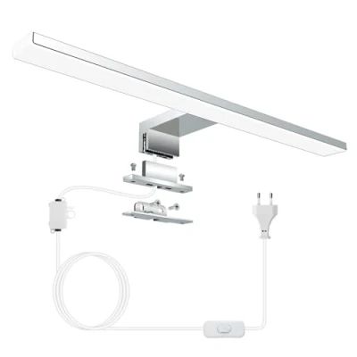 Afbeelding van Azhien Led badkamerspiegellamp, 10 W, koudwit, 6500 K, 820 lm, wandlamp, spiegellamp met stekker, 3 in 1 montage, 40 cm, IP44, badkamerspiegellamp voor spiegelkast, 230 V, 400 mm