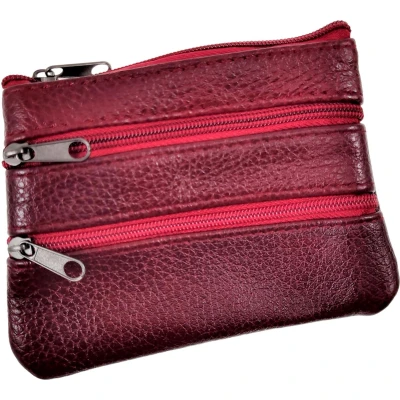 Afbeelding van Sleuteletui Portemonnee Dames Bordeauxrood Leren Autosleutel Etui Unisex Sleuteltasje Heren