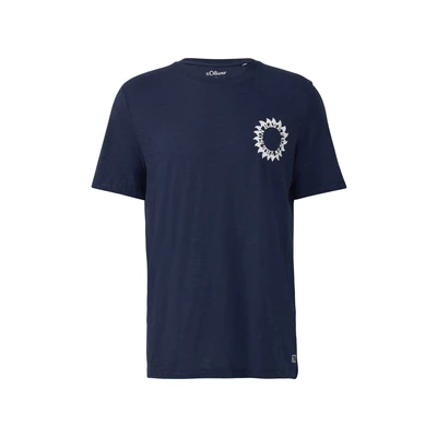 Afbeelding van s.Oliver MIT Front UND Flamm Struktur Tshirt print, Heren, Maat: Small, Tiefblau