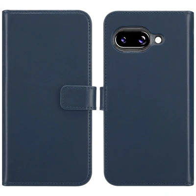 Afbeelding van Google Pixel 9A Hoesje Echt leder Selencia Bookcase Blauw Telefoonhoesje