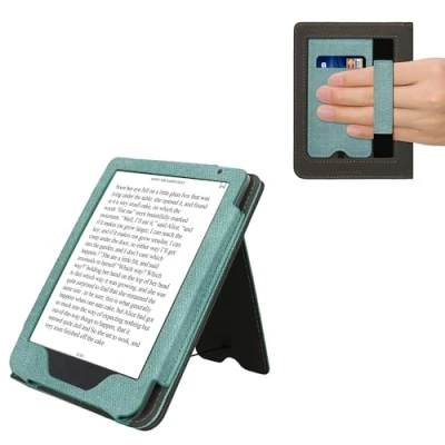 Afbeelding van kwmobile case compatibel Met Kobo Clara BW/Colour hoes standaard E reader cover van kunstleer In mintgroen/donkergrijs
