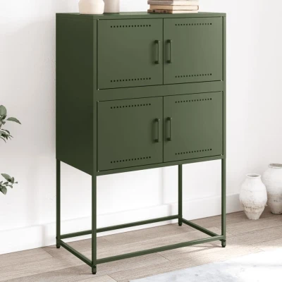 Afbeelding van Dressoir 68,5x38,5x107 cm staal olijfgroen
