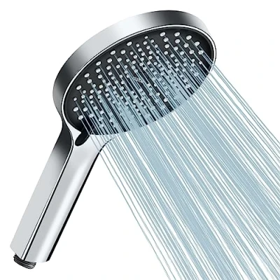 Afbeelding van Cobbe douchekop waterbesparende, spaardouchekop, grote regendouche, drukverhogend, waterbesparende met 3 straalsoorten, zwart/chroom