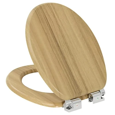 Afbeelding van eSituro wc bril met softclosemechanisme, antibacterieel, stabiel toiletdeksel voor badkamerinstallaties, mdf houten kern, eenvoudige montage, toiletbril, hoogwaardige deksel,