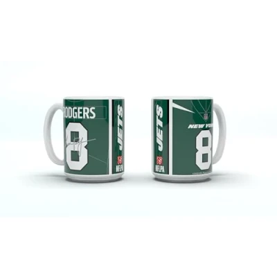 Afbeelding van NFL New York Jets Aaron Rodgers Koffiemok 450 ml Player Jersey Shirt
